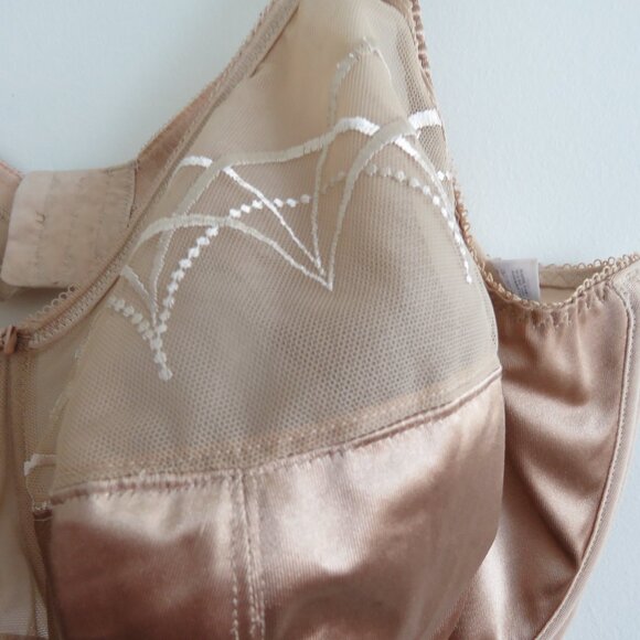 ELOMI Cate Full Cup Banded Bra in Hazel Plus Size Satin Neutral - Size 38K - Picture 7 of 15